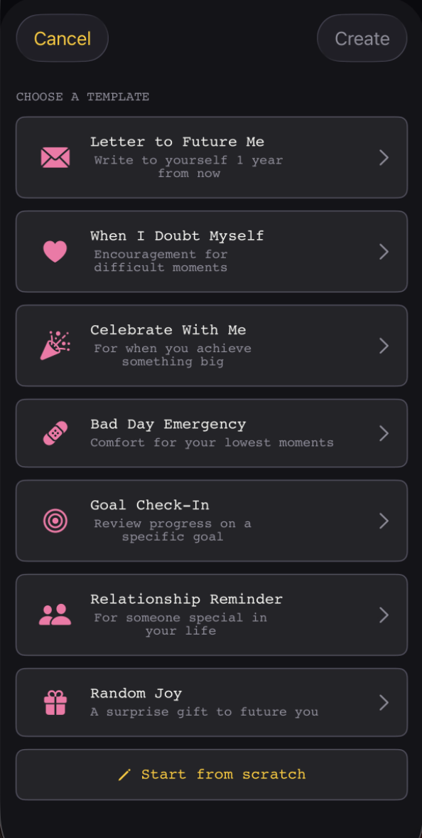 Time capsule templates